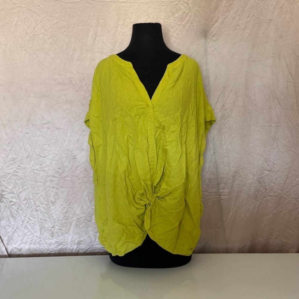 Marc New York Yellow/Green V Neck Cap Sleeve Shirt - 3X